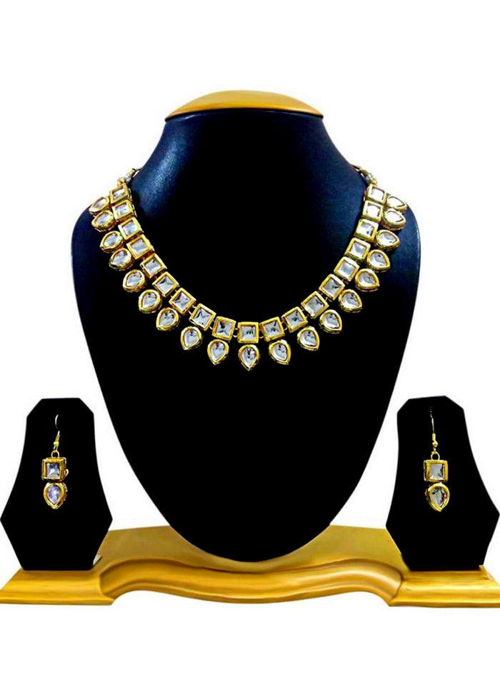 Hand Crafted Base Metal Alloy Gold Plated Kundan Stone Studded Jewellery Sets - Indian Silk House Agencies