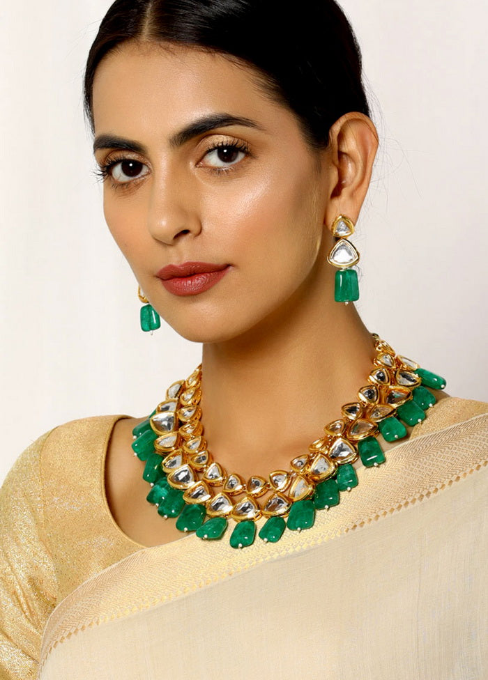 Hand Crafted Base Metal Alloy Gold Plated Kundan Stone Studded Jewellery Sets - Indian Silk House Agencies