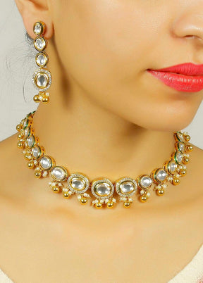 Hand Crafted Base Metal Alloy Gold Plated Kundan Stone Studded Jewellery Sets - Indian Silk House Agencies