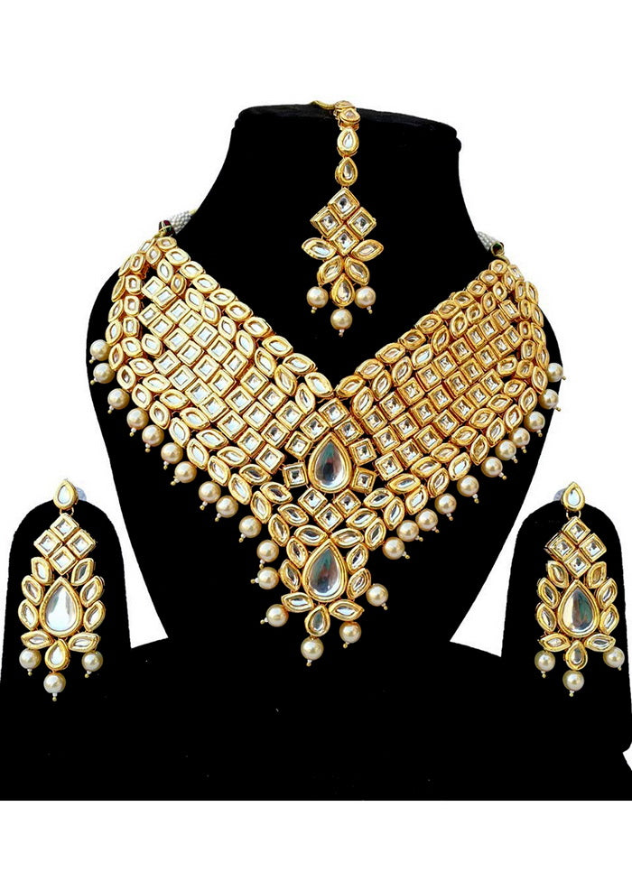 Hand Crafted Base Metal Alloy Gold Plated Kundan Stone Studded Jewellery Sets - Indian Silk House Agencies