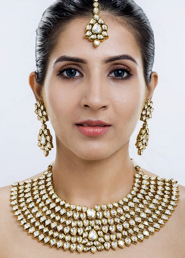 Hand Crafted Base Metal Alloy Gold Plated Kundan Stone Studded Jewellery Sets - Indian Silk House Agencies