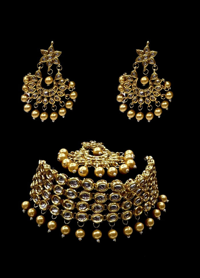 Hand Crafted Base Metal Alloy Gold Plated Kundan Stone Studded Jewellery Sets - Indian Silk House Agencies