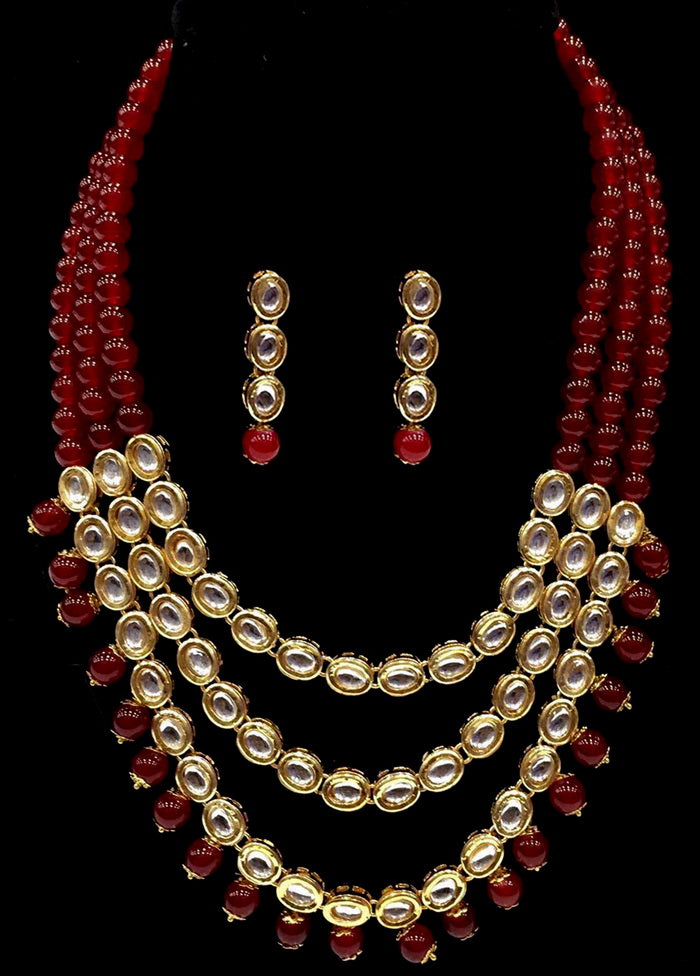 Hand Crafted Base Metal Alloy Gold Plated Kundan Stone Studded Jewellery Sets - Indian Silk House Agencies