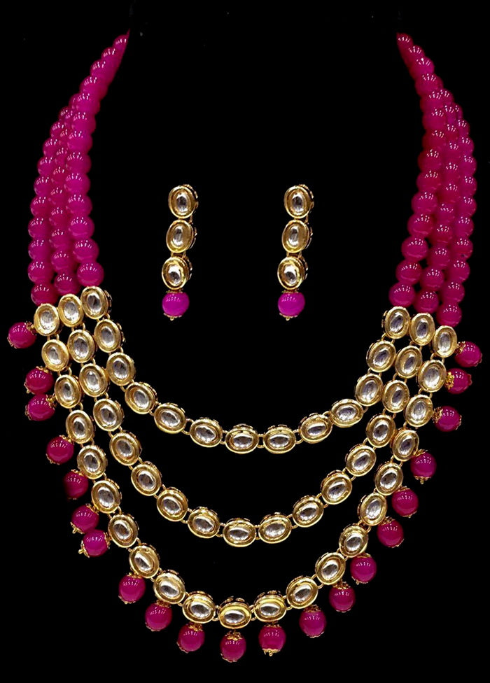 Hand Crafted Base Metal Alloy Gold Plated Kundan Stone Studded Jewellery Sets - Indian Silk House Agencies