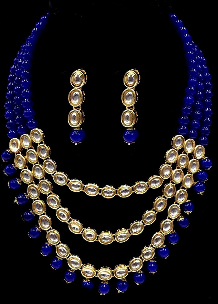 Hand Crafted Base Metal Alloy Gold Plated Kundan Stone Studded Jewellery Sets - Indian Silk House Agencies