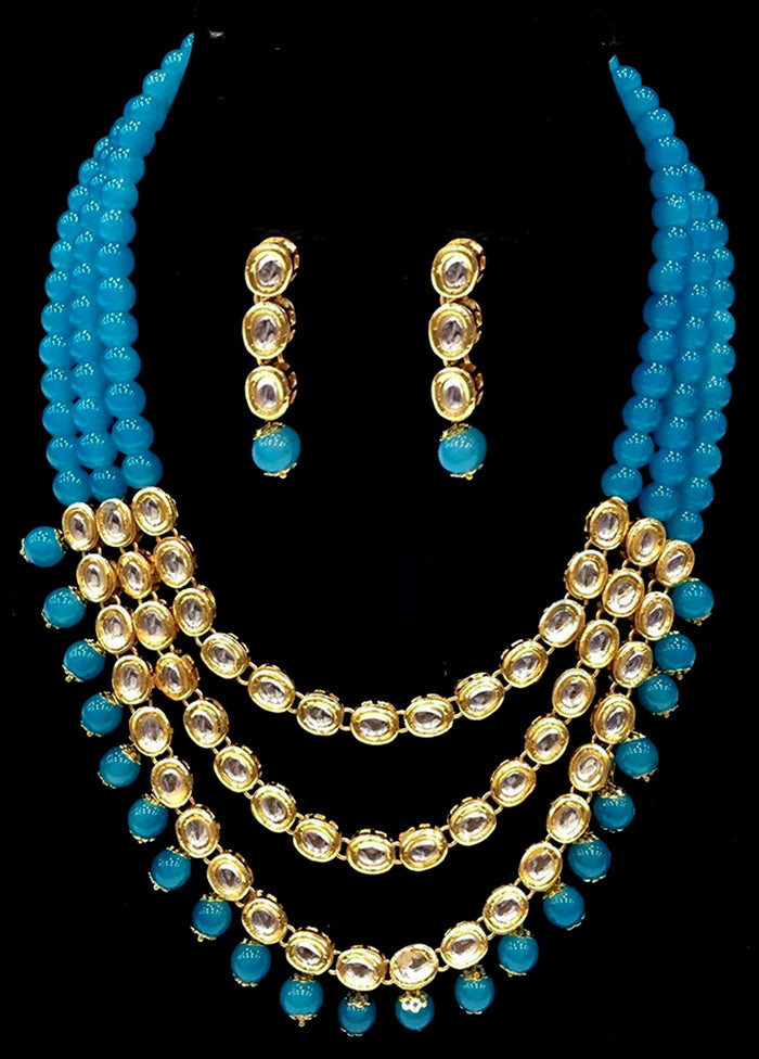 Hand Crafted Base Metal Alloy Gold Plated Kundan Stone Studded Jewellery Sets - Indian Silk House Agencies