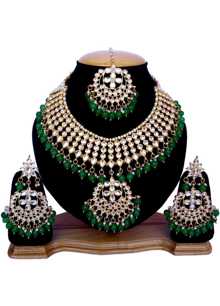 Hand Crafted Base Metal Alloy Gold Plated Kundan Stone Studded Jewellery Sets - Indian Silk House Agencies