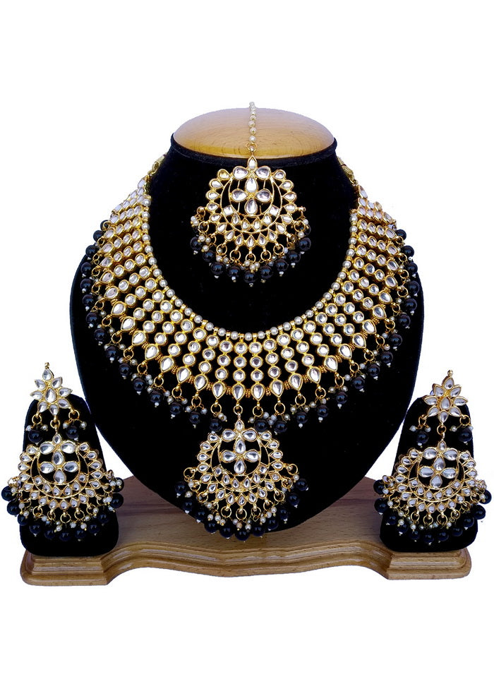 Hand Crafted Base Metal Alloy Gold Plated Kundan Stone Studded Jewellery Sets - Indian Silk House Agencies