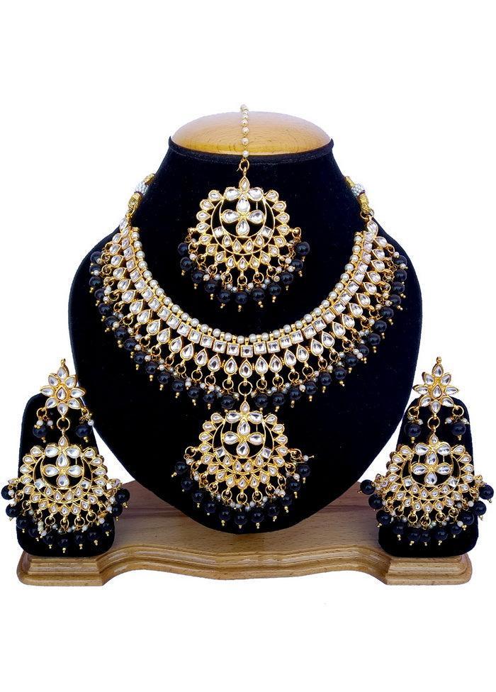 Hand Crafted Base Metal Alloy Gold Plated Kundan Stone Studded Jewellery Sets - Indian Silk House Agencies