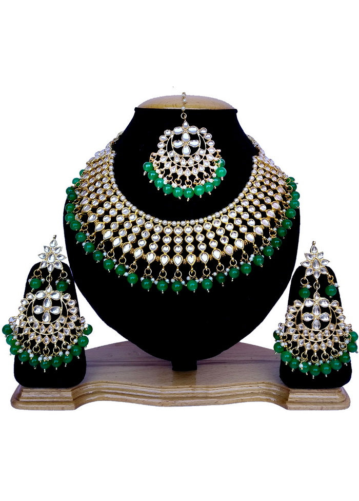 Hand Crafted Base Metal Alloy Gold Plated Kundan Stone Studded Jewellery Sets - Indian Silk House Agencies