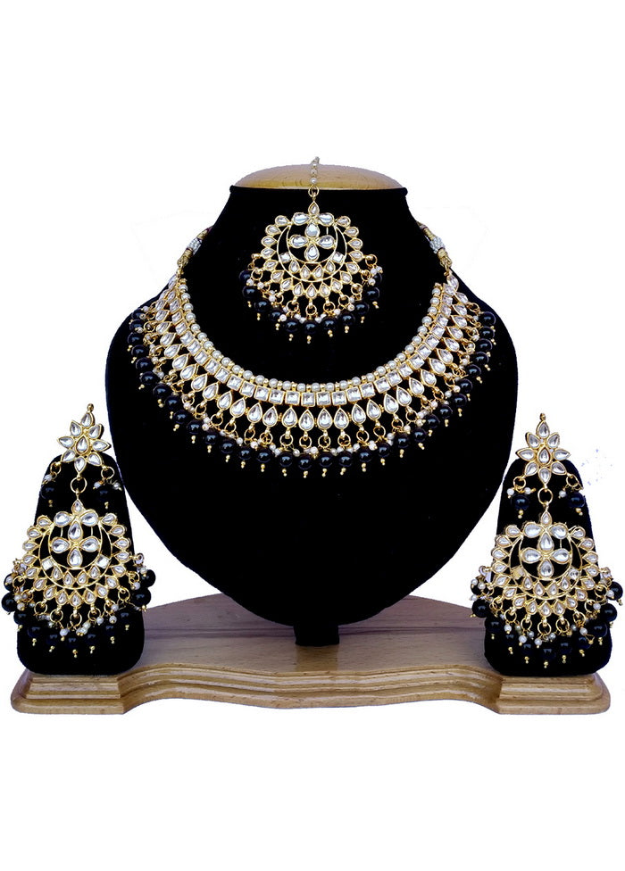 Hand Crafted Base Metal Alloy Gold Plated Kundan Stone Studded Jewellery Sets - Indian Silk House Agencies