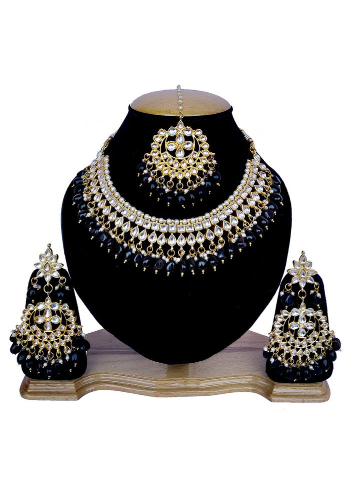 Hand Crafted Base Metal Alloy Gold Plated Kundan Stone Studded Jewellery Sets - Indian Silk House Agencies