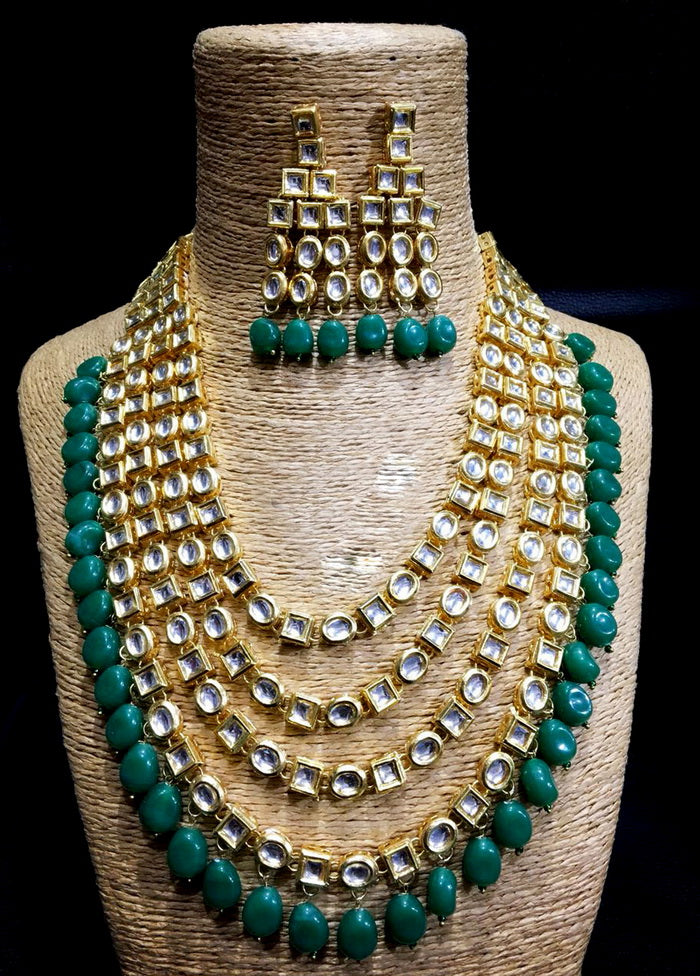 Hand Crafted Base Metal Alloy Gold Plated Kundan Stone Studded Jewellery Sets - Indian Silk House Agencies