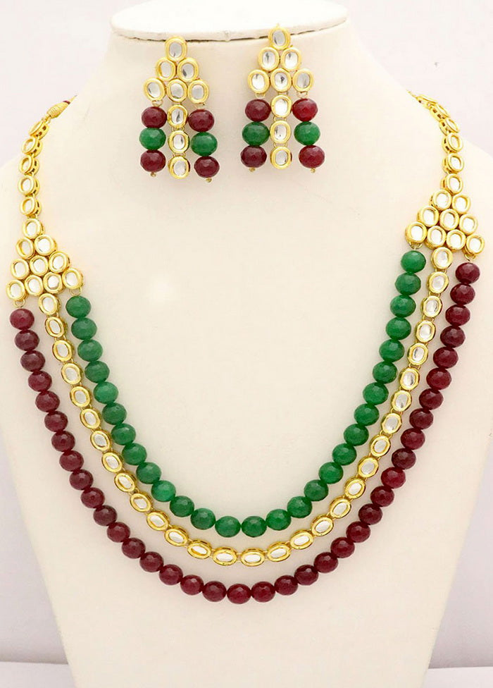 Hand Crafted Base Metal Alloy Gold Plated Kundan Stone Studded Jewellery Sets - Indian Silk House Agencies