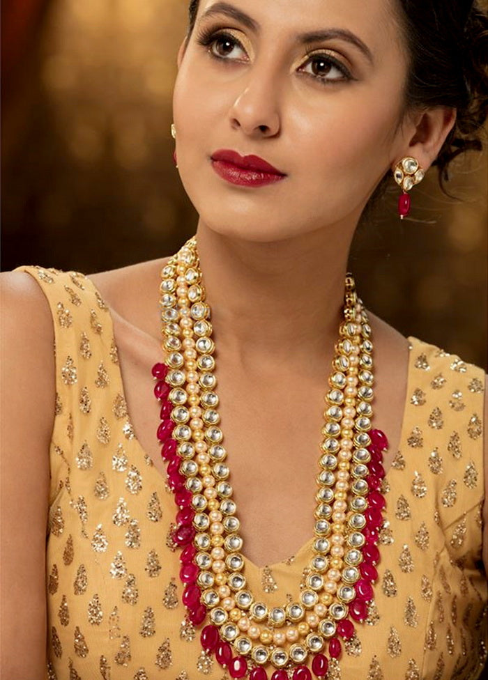 Hand Crafted Base Metal Alloy Gold Plated Kundan Stone Studded Jewellery Sets - Indian Silk House Agencies