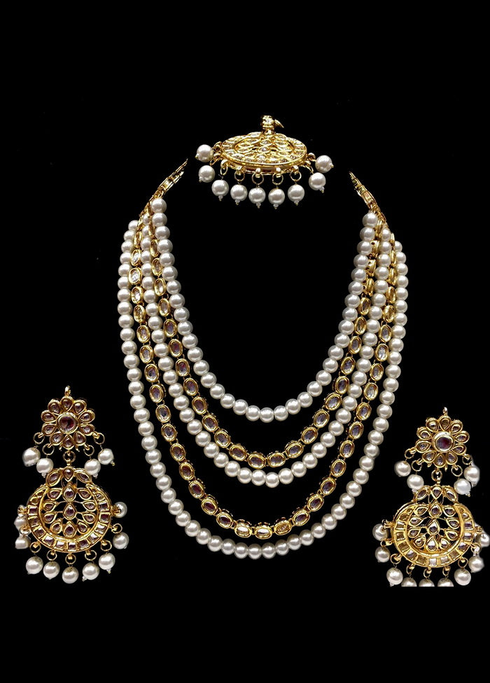 Hand Crafted Base Metal Alloy Gold Plated Kundan Stone Studded Jewellery Sets - Indian Silk House Agencies