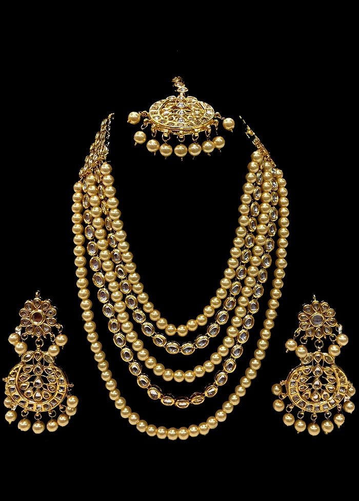 Hand Crafted Base Metal Alloy Gold Plated Kundan Stone Studded Jewellery Sets - Indian Silk House Agencies