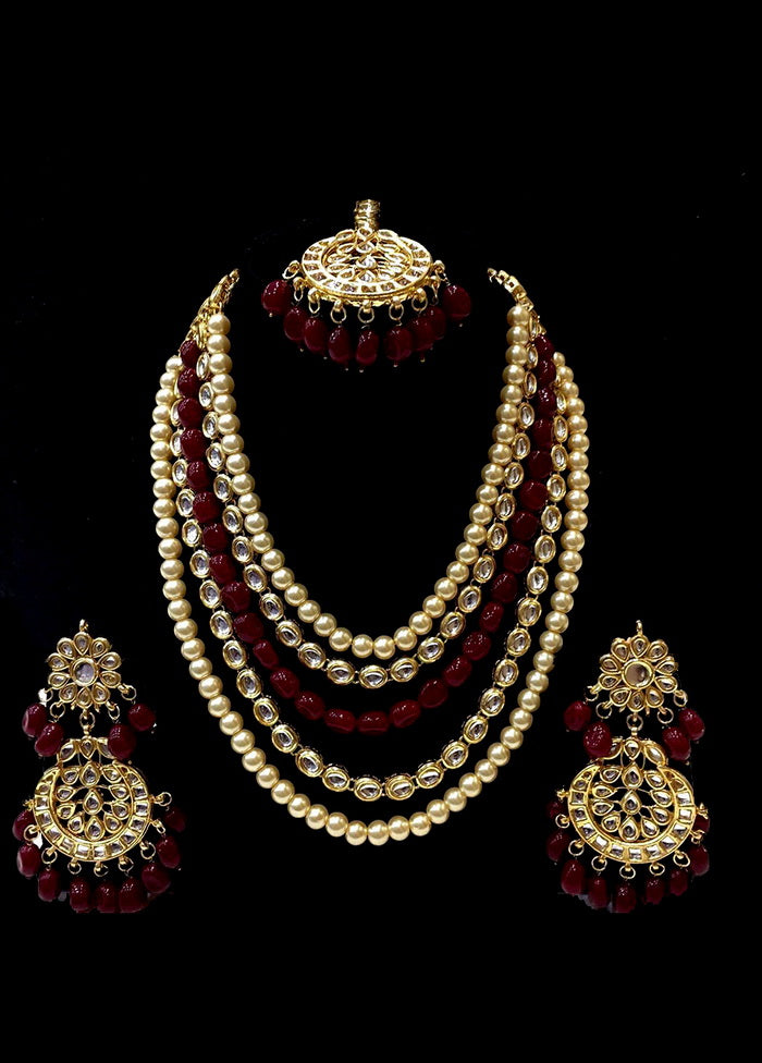 Hand Crafted Base Metal Alloy Gold Plated Kundan Stone Studded Jewellery Sets - Indian Silk House Agencies