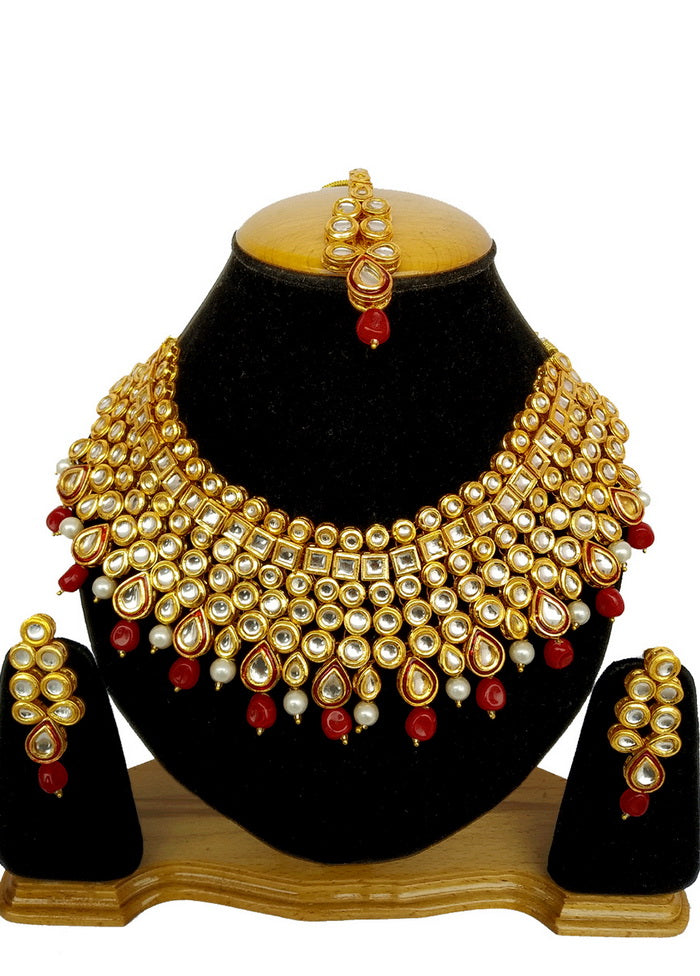 Hand Crafted Base Metal Alloy Gold Plated Kundan Stone Studded Jewellery Sets - Indian Silk House Agencies