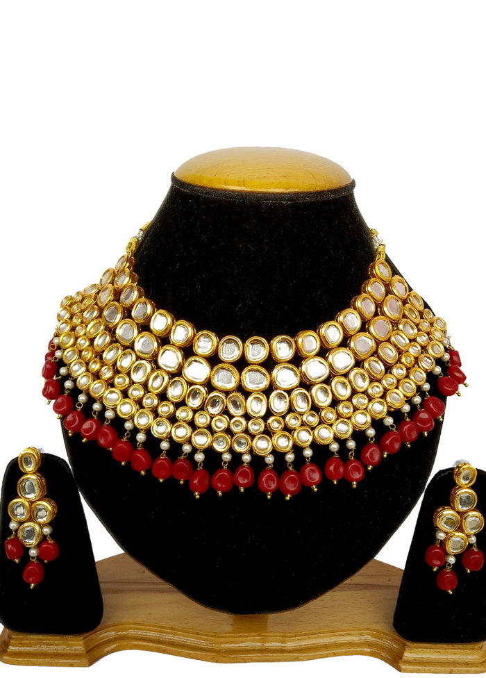 Hand Crafted Base Metal Alloy Gold Plated Kundan Stone Studded Jewellery Sets - Indian Silk House Agencies