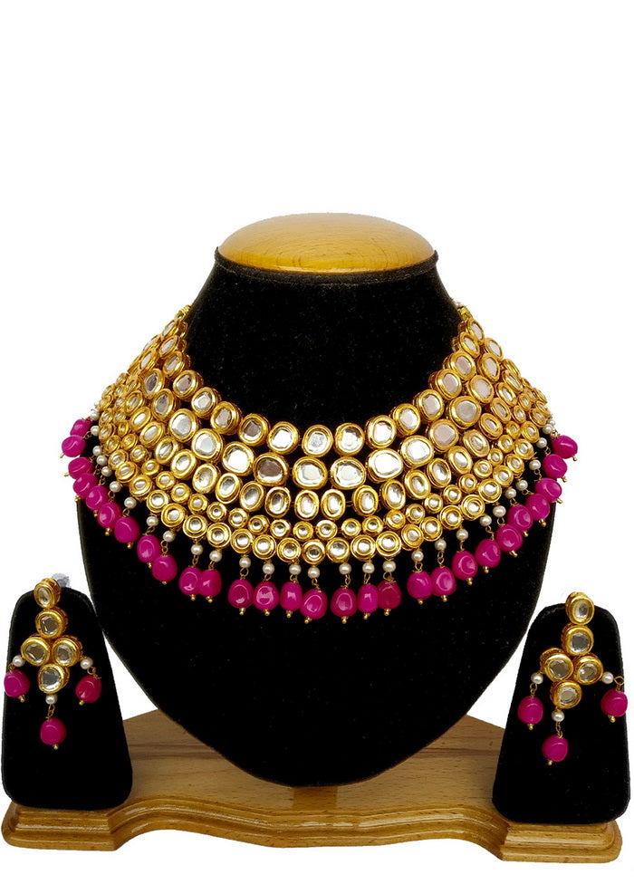 Hand Crafted Base Metal Alloy Gold Plated Kundan Stone Studded Jewellery Sets - Indian Silk House Agencies