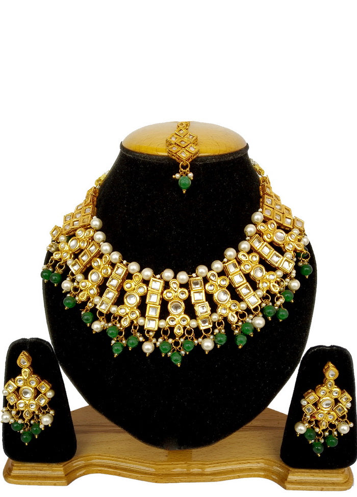 Hand Crafted Base Metal Alloy Gold Plated Kundan Stone Studded Jewellery Sets - Indian Silk House Agencies