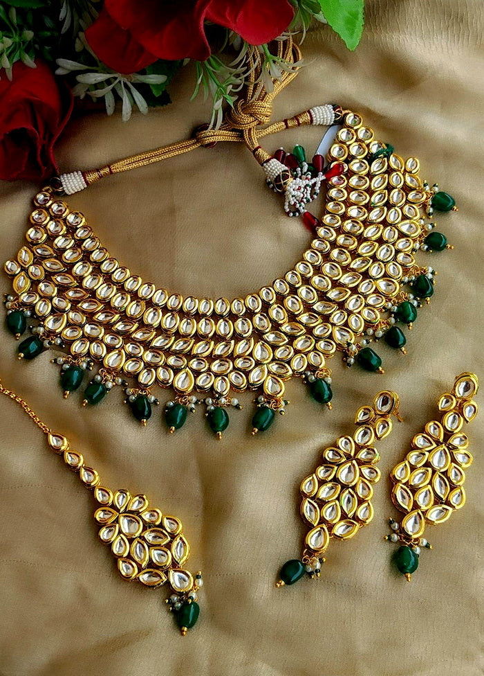 Hand Crafted Base Metal Alloy Gold Plated Kundan Stone Studded Jewellery Sets - Indian Silk House Agencies