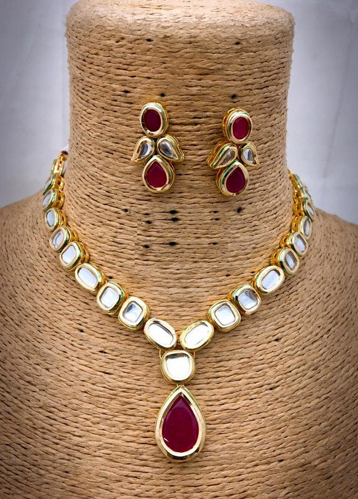 Hand Crafted Base Metal Alloy Gold Plated Kundan Stone Studded Jewellery Sets - Indian Silk House Agencies