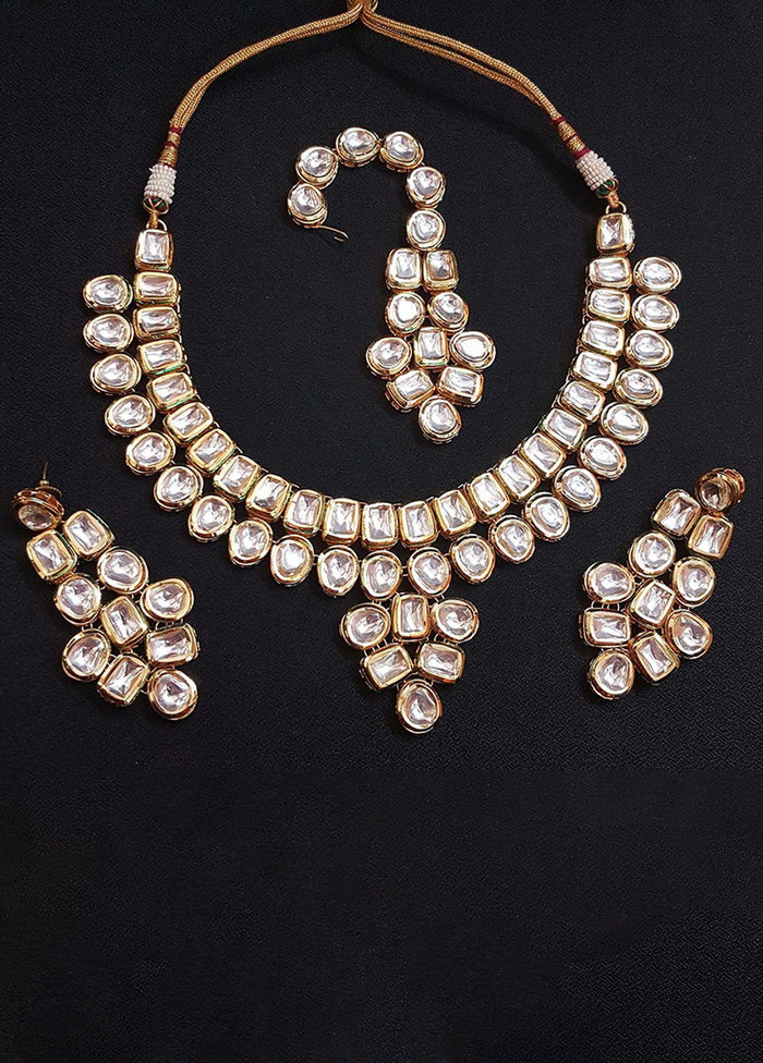 Hand Crafted Base Metal Alloy Gold Plated Kundan Stone Studded Jewellery Sets - Indian Silk House Agencies