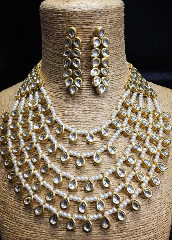 Hand Crafted Base Metal Alloy Gold Plated Kundan Stone Studded Jewellery Sets - Indian Silk House Agencies