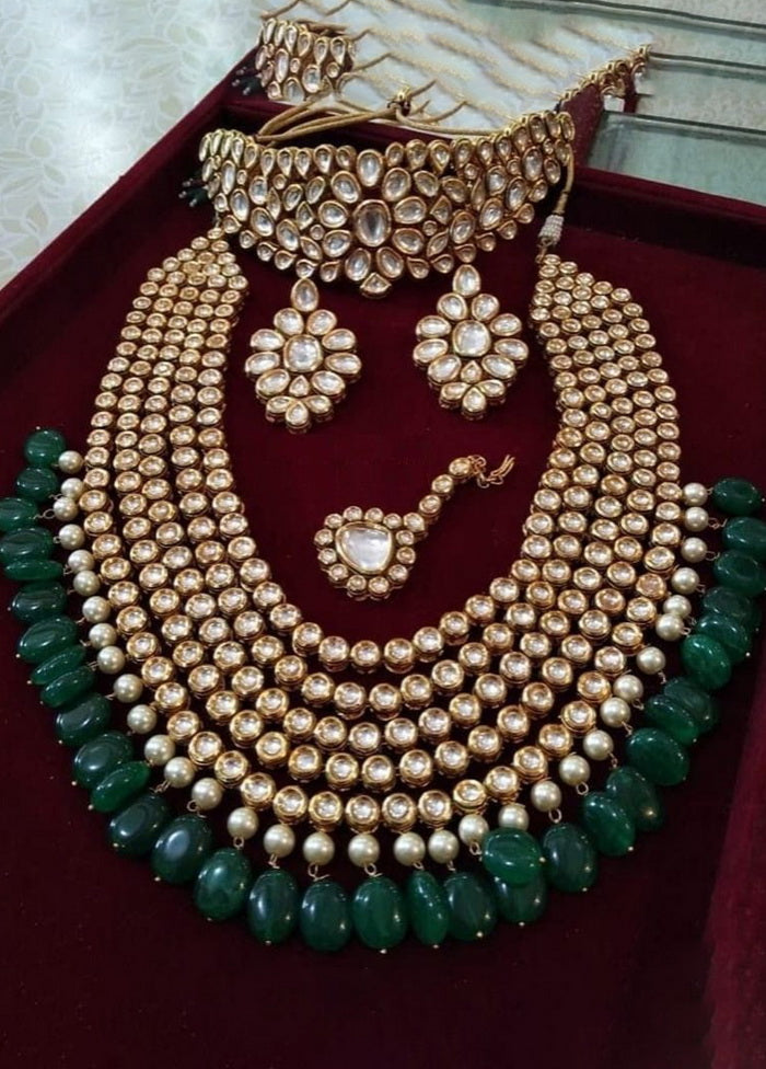 Hand Crafted Base Metal Alloy Gold Plated Kundan Stone Studded Jewellery Sets - Indian Silk House Agencies