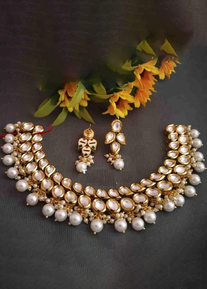 Hand Crafted Base Metal Alloy Gold Plated Kundan Stone Studded Jewellery Sets - Indian Silk House Agencies