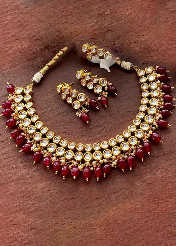 Hand Crafted Base Metal Alloy Gold Plated Kundan Stone Studded Jewellery Sets - Indian Silk House Agencies