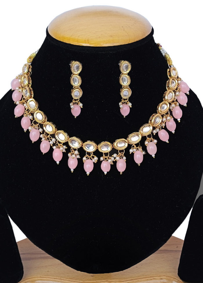Pink Kundan Work Alloy Necklace Set - Indian Silk House Agencies