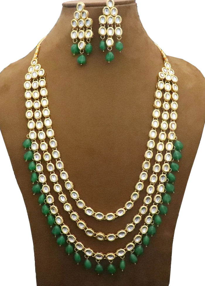 Emerald Green Kundan Jewellery Set - Indian Silk House Agencies