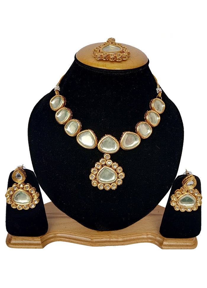 Gold Kundan Jewellery Set With Mangtika - Indian Silk House Agencies