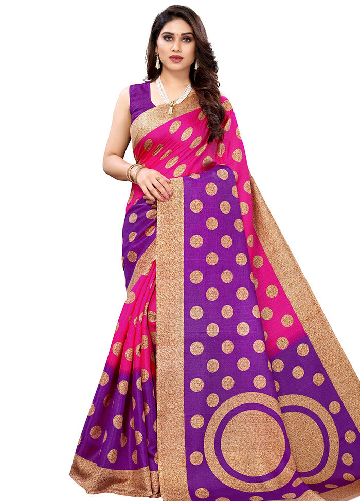 Pink Spun Silk Woven Saree With Blouse Piece - Indian Silk House Agencies