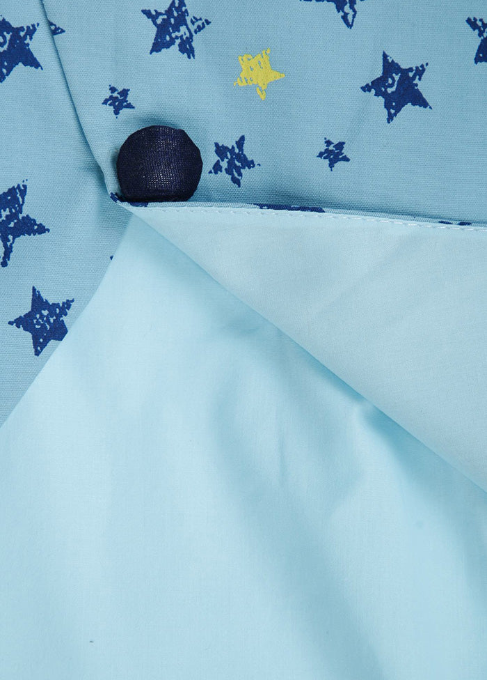 Blue Cotton Kurta Pajama With Jacket - Indian Silk House Agencies