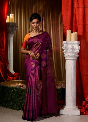 Purple Dupion Silk Saree With Blouse Piece - Indian Silk House Agencies