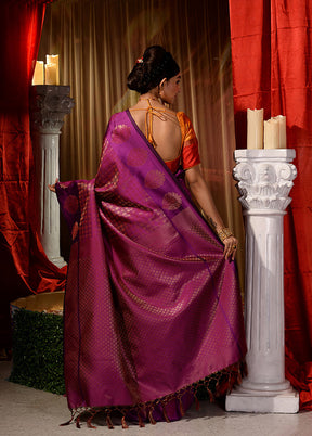 Purple Dupion Silk Saree With Blouse Piece - Indian Silk House Agencies