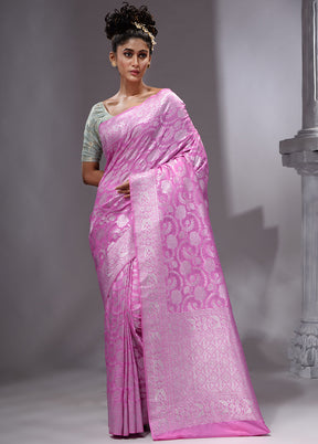 Pink Spun Silk Saree With Blouse Piece - Indian Silk House Agencies