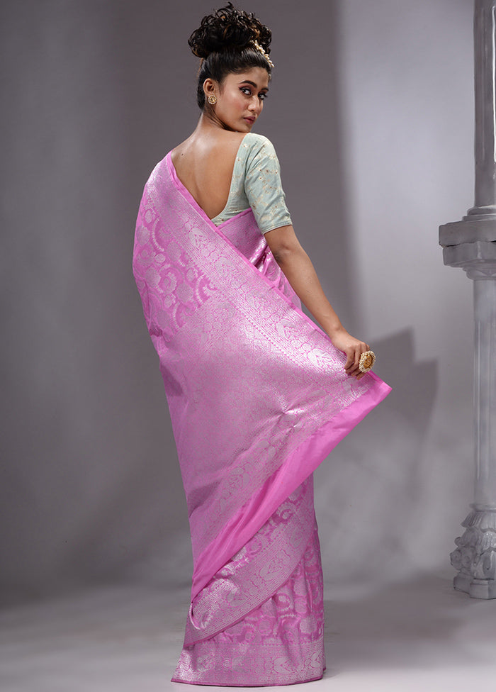 Pink Spun Silk Saree With Blouse Piece - Indian Silk House Agencies