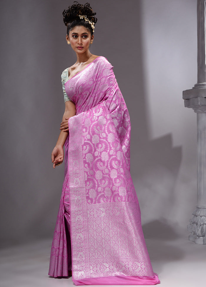 Pink Spun Silk Saree With Blouse Piece - Indian Silk House Agencies