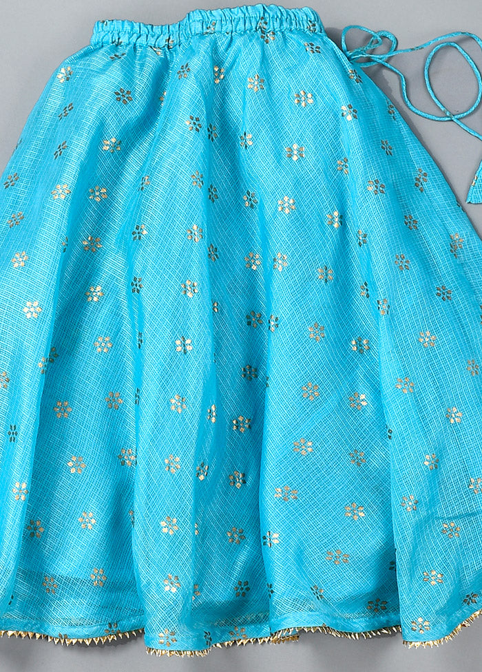 Blue Cotton Gota Work Skirt Top - Indian Silk House Agencies