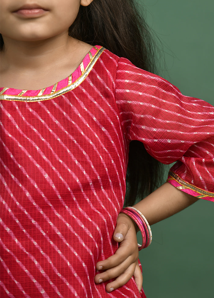 Magenta Cotton Gota Work Skirt Top - Indian Silk House Agencies