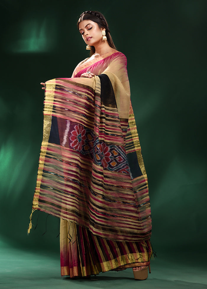 Beige Cotton Saree With Blouse Piece - Indian Silk House Agencies