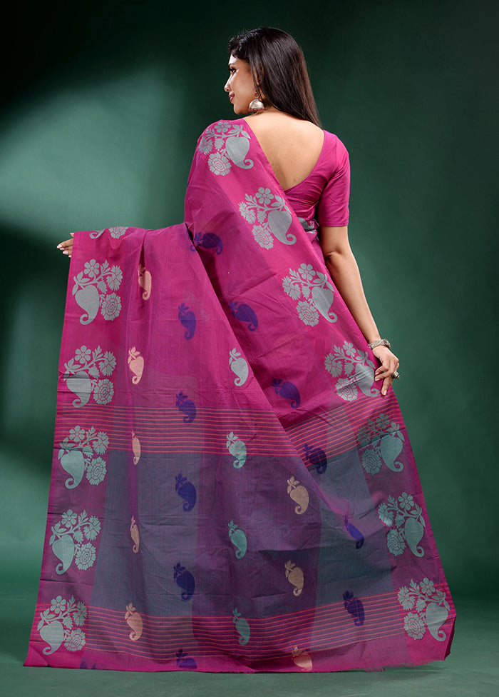 Fuchsia Cotton Saree With Blouse Piece - Indian Silk House Agencies