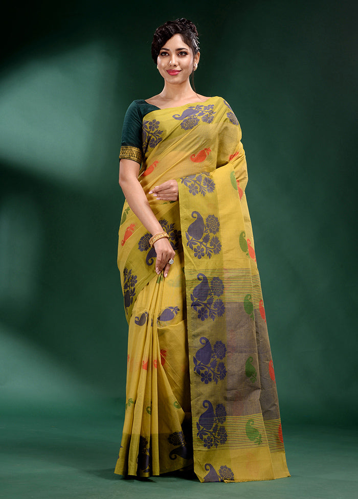 Yellow Cotton Saree With Blouse Piece - Indian Silk House Agencies