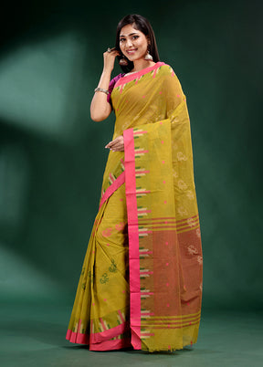 Lime Green Pure Cotton Saree With Blouse Piece - Indian Silk House Agencies