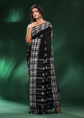 Black Cotton Saree With Blouse Piece - Indian Silk House Agencies